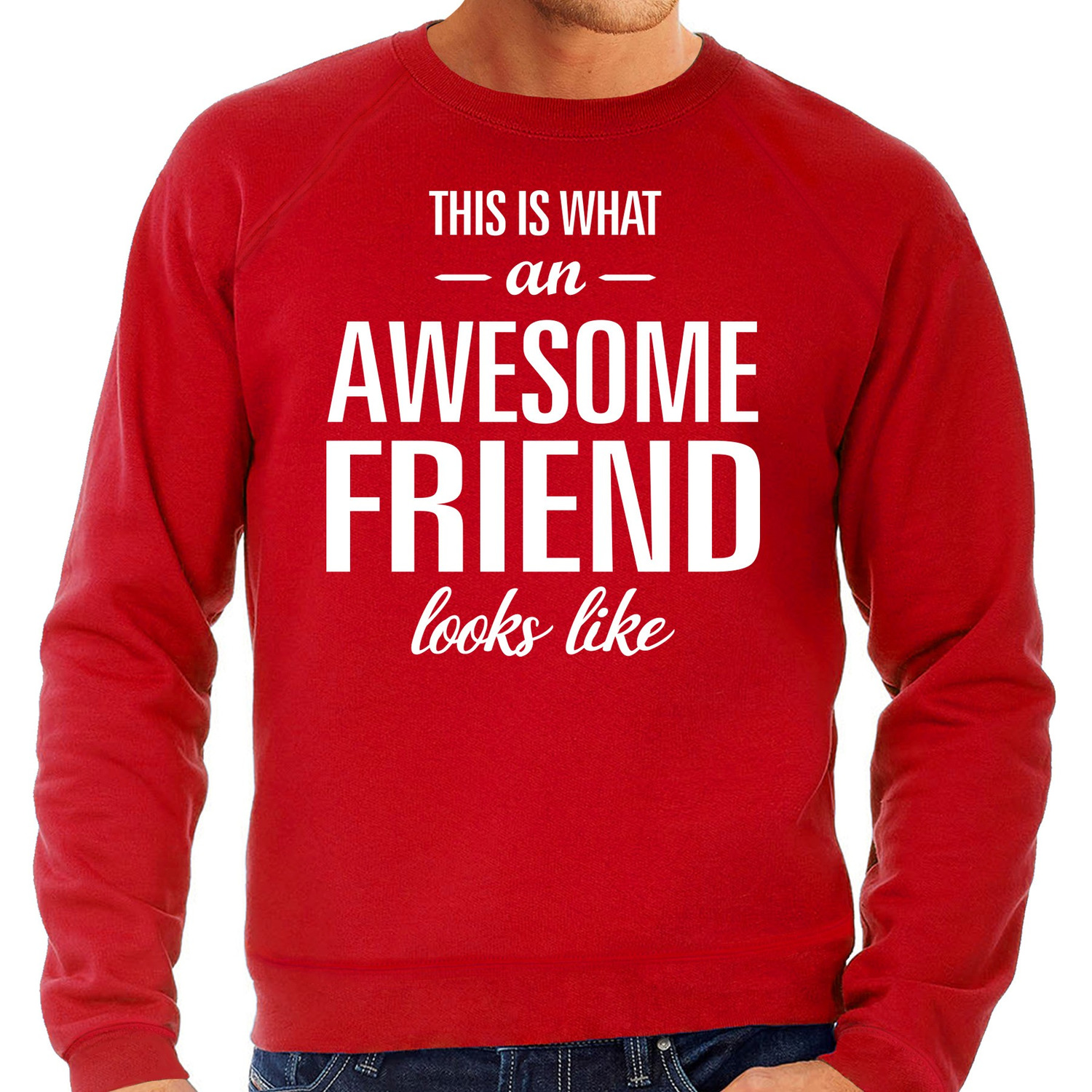 Awesome friend / vriend cadeau sweater rood heren