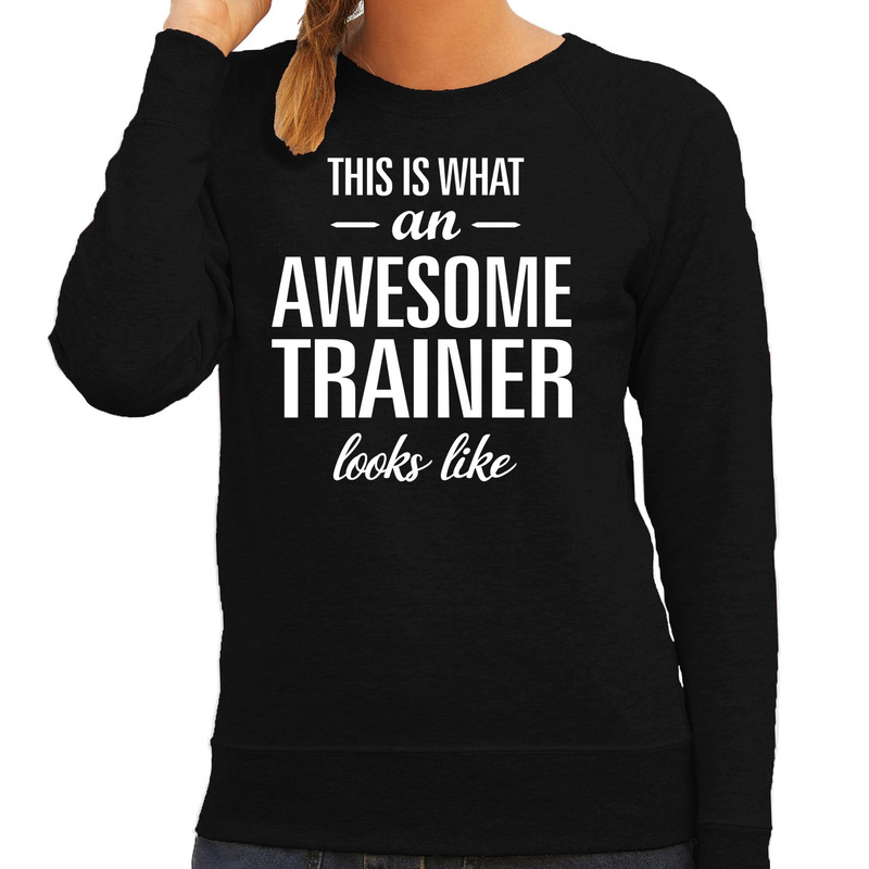 Awesome / geweldige trainer cadeau sweater / trui zwart dames