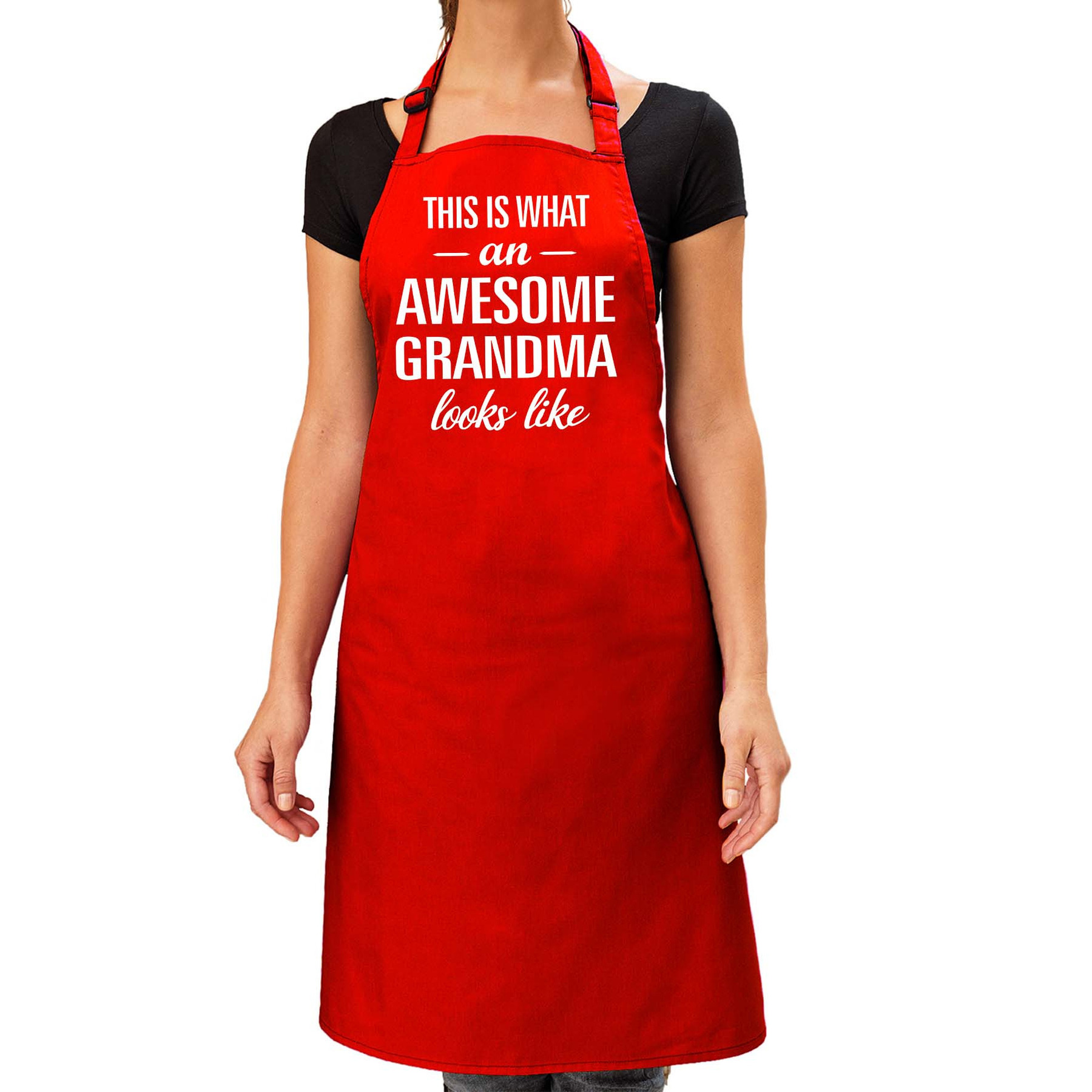Awesome grandma cadeau bbq/keuken schort rood dames
