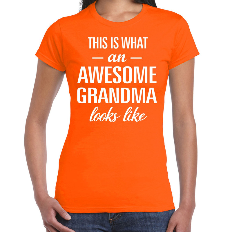 Awesome grandma / oma cadeau t-shirt oranje dames