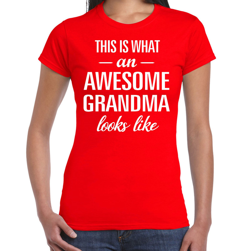 Awesome grandma / oma cadeau t-shirt rood dames