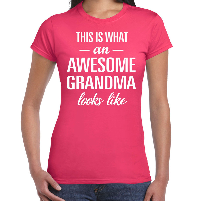 Awesome grandma / oma cadeau t-shirt roze dames
