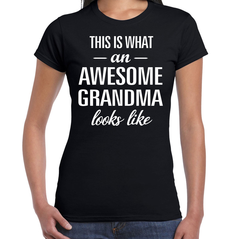 Awesome grandma / oma cadeau t-shirt zwart dames