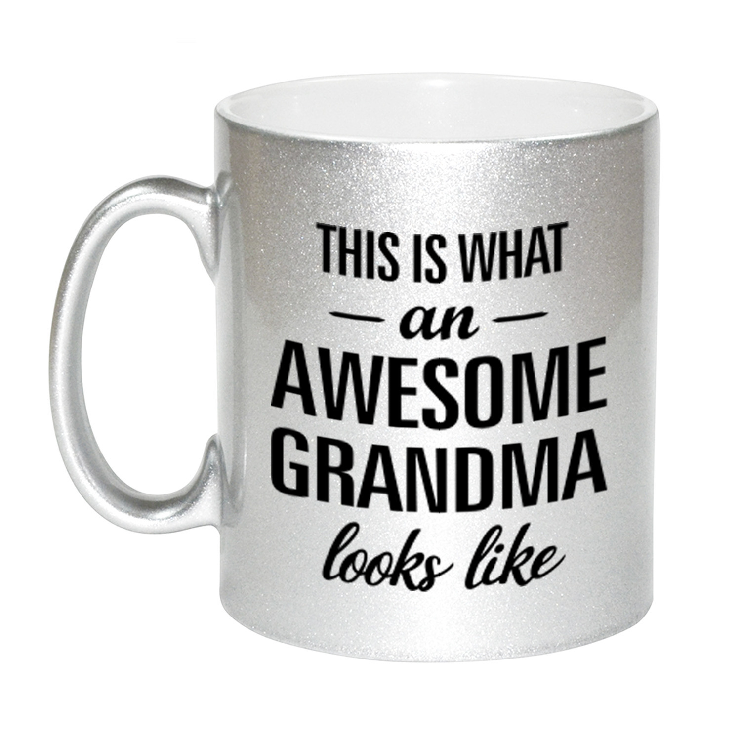 Awesome grandma / oma zilveren cadeau mok / beker 330 ml