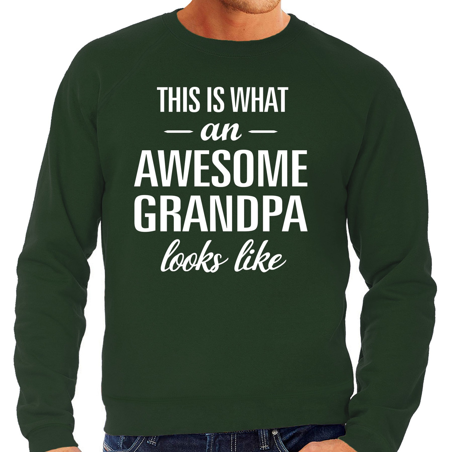 Awesome grandpa / opa cadeau sweater groen heren
