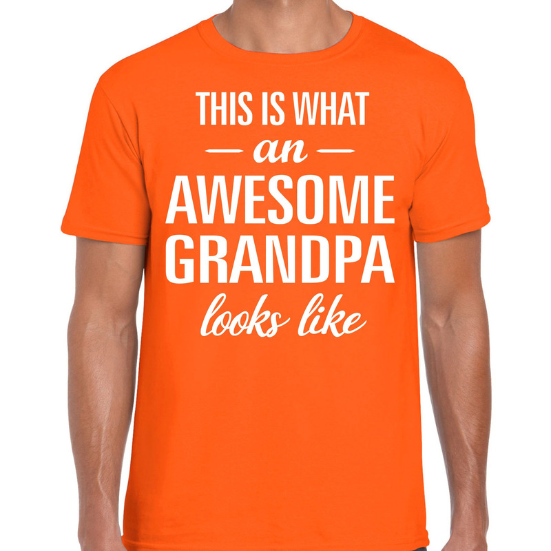 Awesome Grandpa / opa cadeau t-shirt oranje heren - Vaderdag