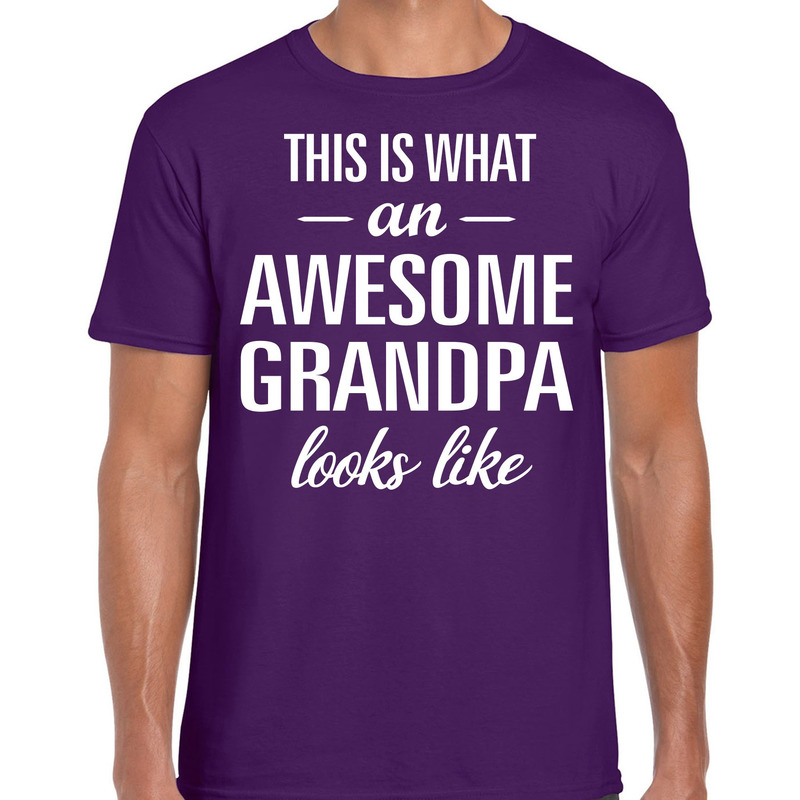 Awesome Grandpa / opa cadeau t-shirt paars heren - Vaderdag