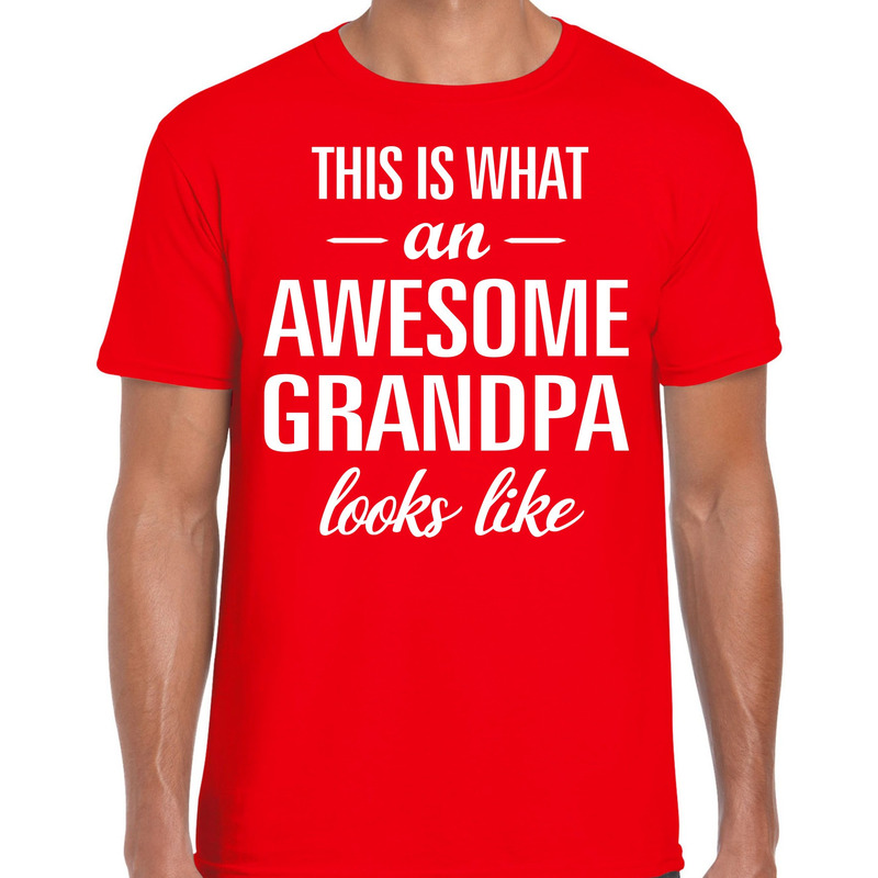Awesome Grandpa / opa cadeau t-shirt rood heren - Vaderdag