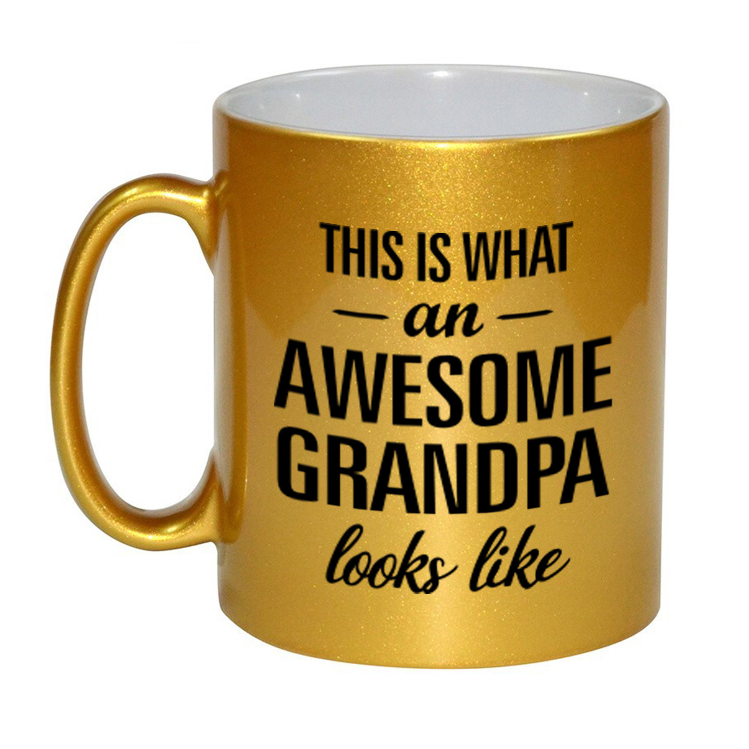 Awesome grandpa / opa gouden cadeau mok / beker 330 ml