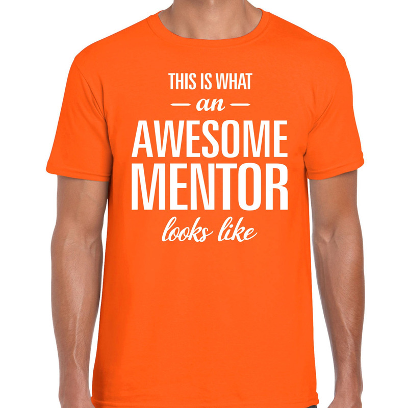 Awesome mentor cadeau t-shirt oranje voor heren