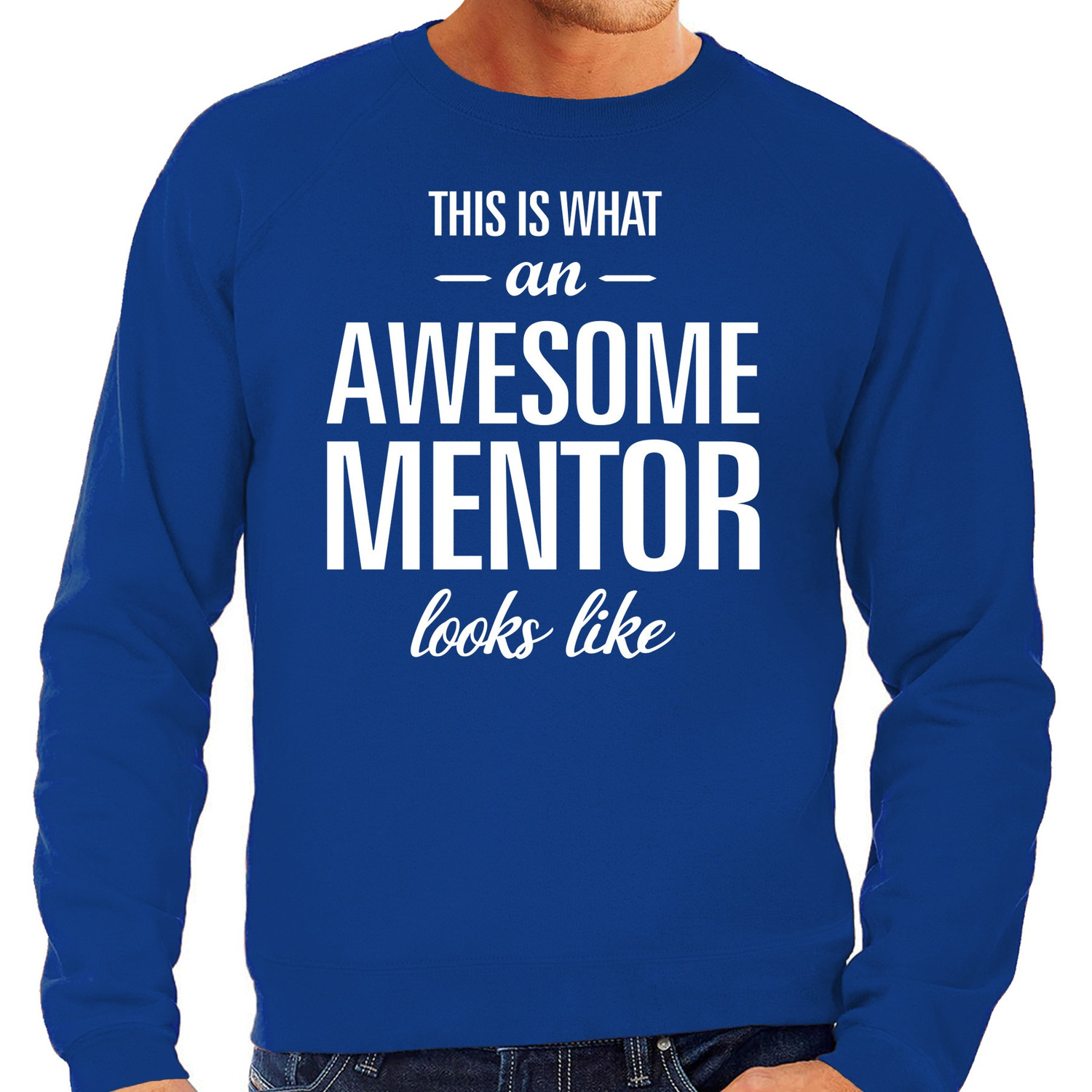 Awesome mentor / leermeester cadeau sweater blauw heren