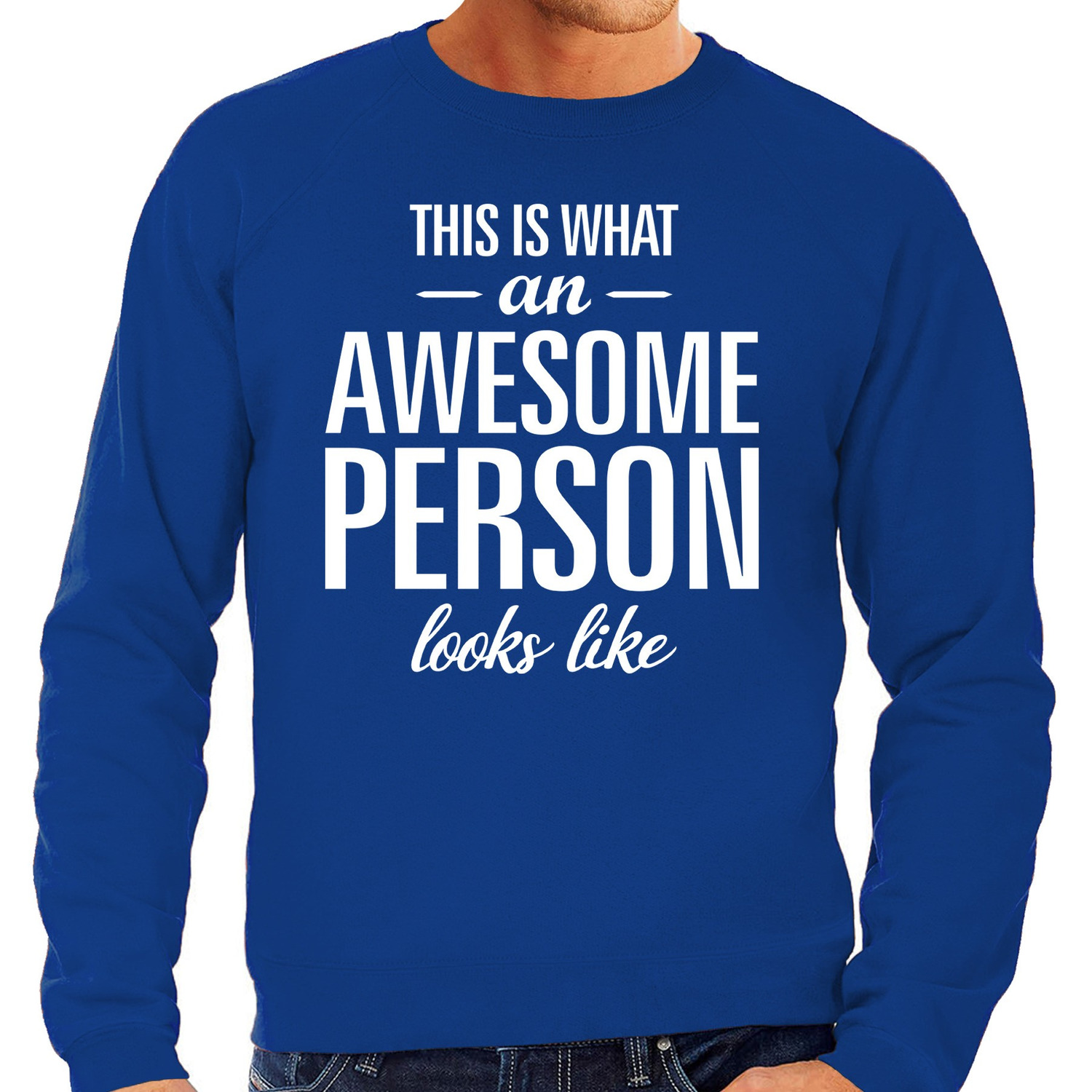 Awesome person / persoon cadeau sweater blauw heren