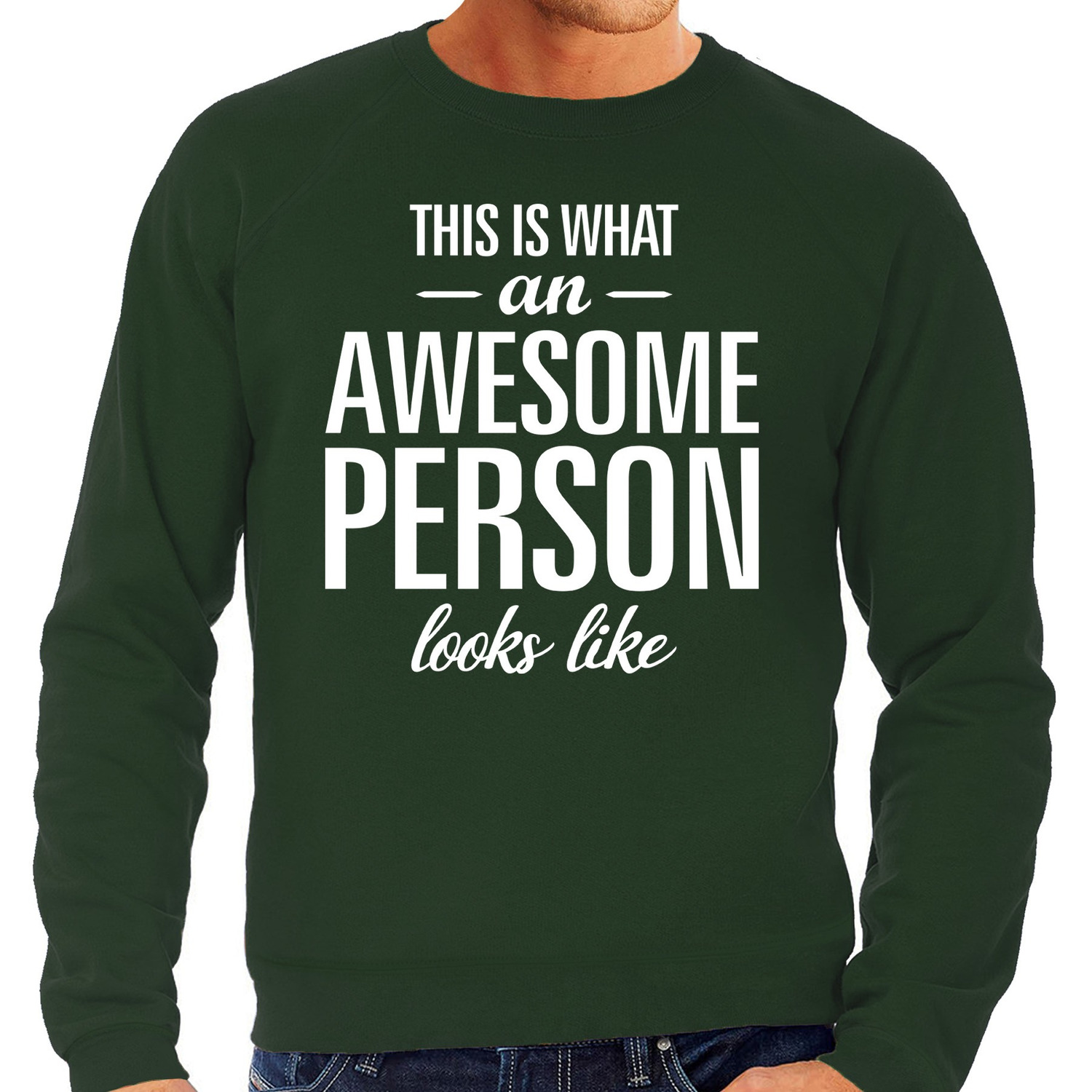 Awesome person / persoon cadeau sweater groen heren