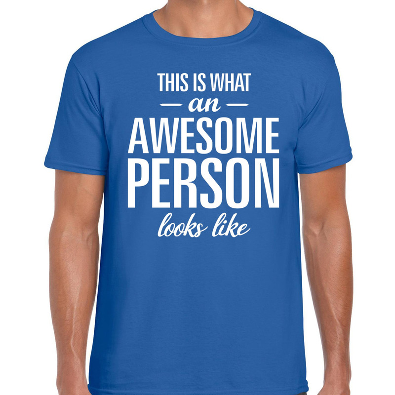Awesome Person tekst t-shirt blauw heren