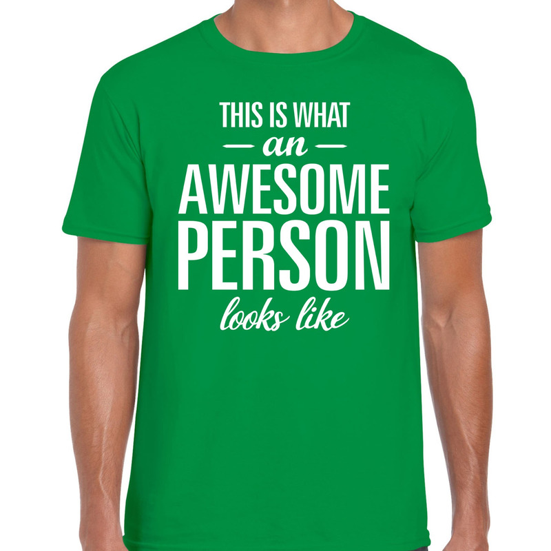Awesome Person tekst t-shirt groen heren