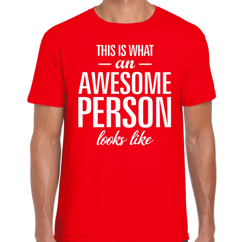 Awesome Person tekst t-shirt rood heren