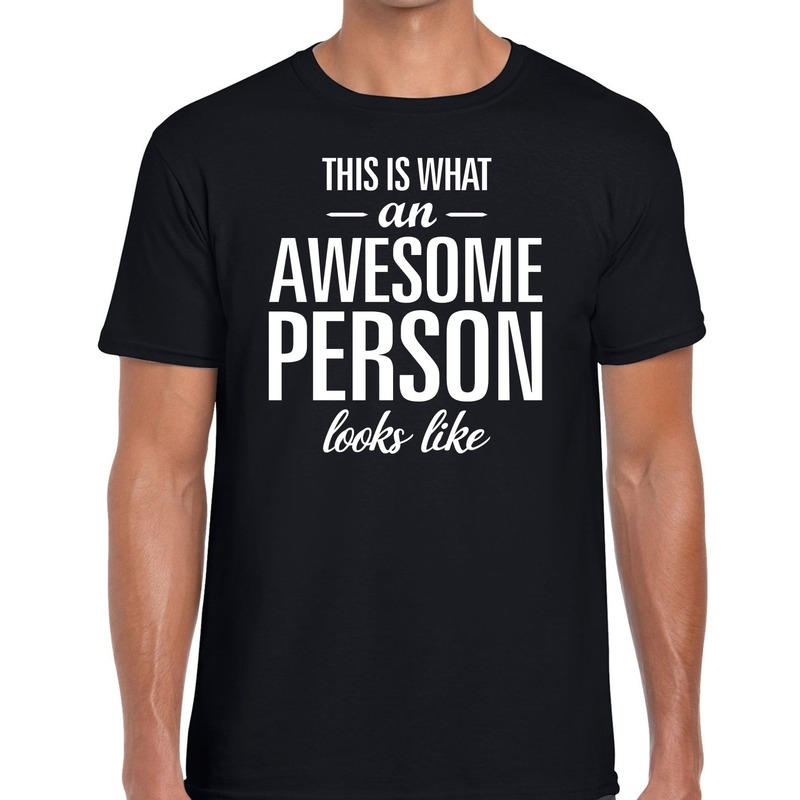 Awesome Person tekst t-shirt zwart heren