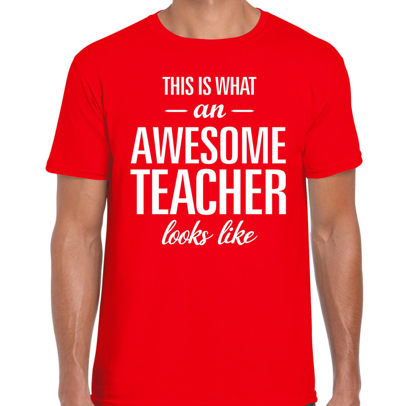 Awesome Teacher cadeau meesterdag t-shirt rood heren