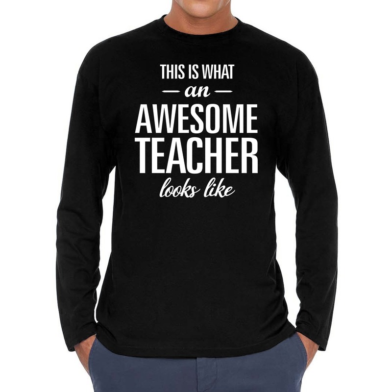 Awesome teacher cadeau t-shirt long sleeves zwart heren