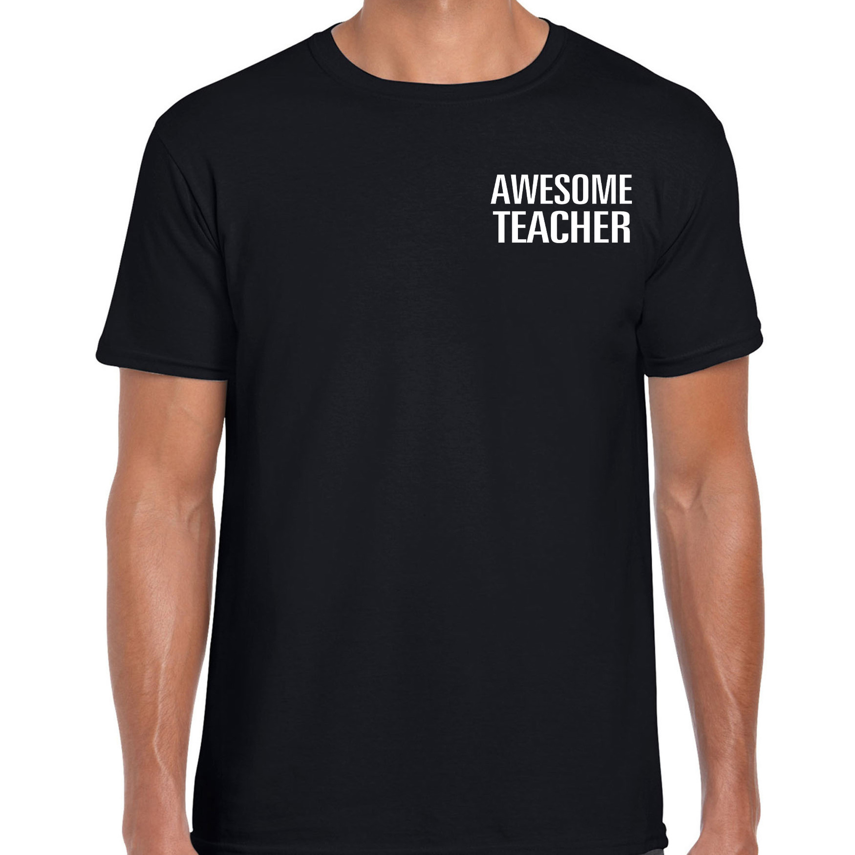 Awesome teacher / geweldige leraar cadeau t-shirt zwart op borst voor heren