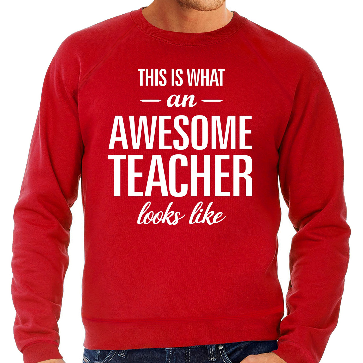 Awesome Teacher / leraar cadeau sweater rood heren