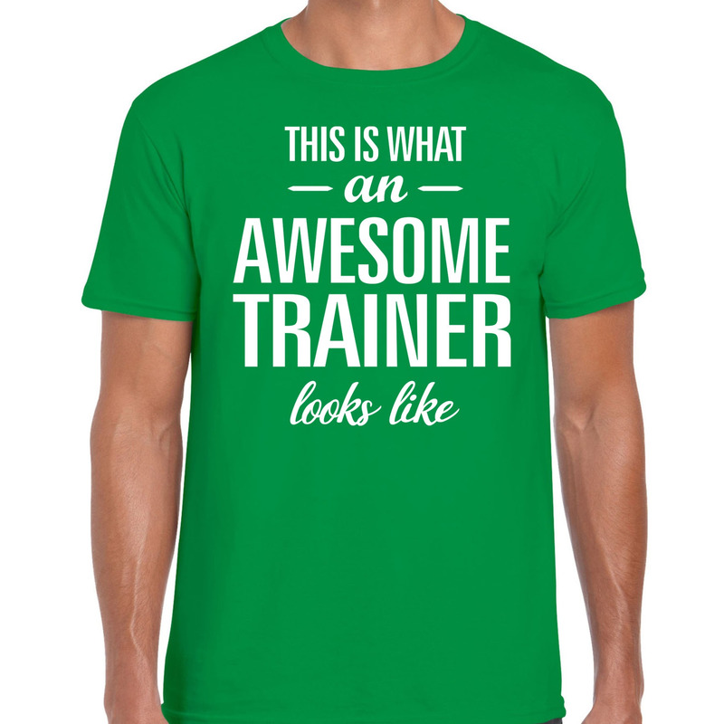 Awesome trainer cadeau t-shirt groen voor heren