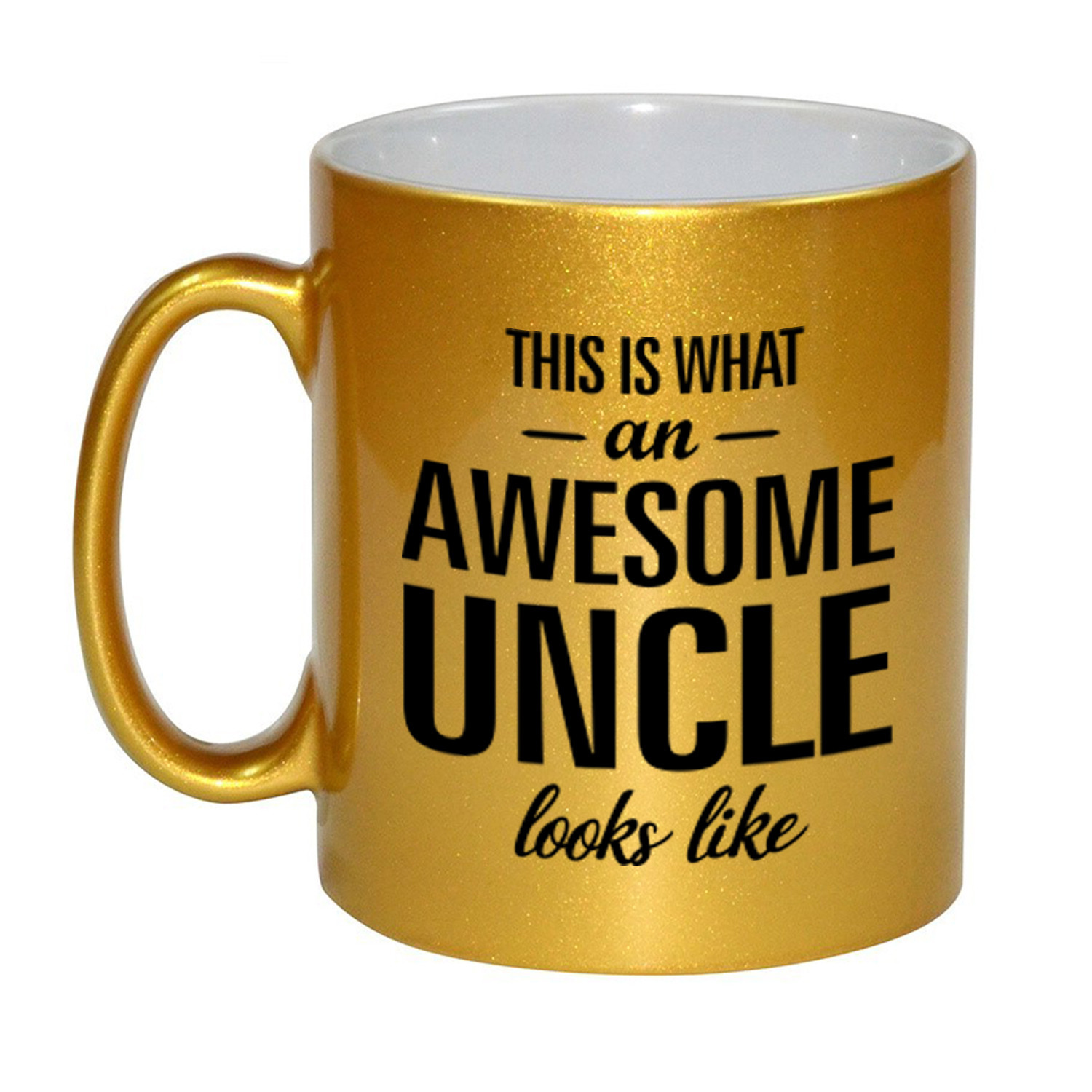 Awesome uncle / oom gouden cadeau mok / beker 330 ml
