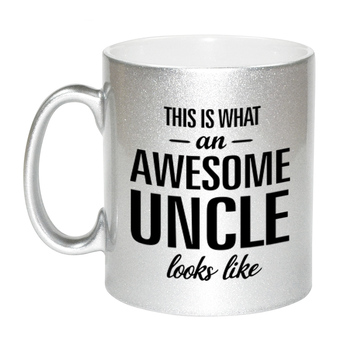 Awesome uncle / oom zilveren cadeau mok / beker 330 ml