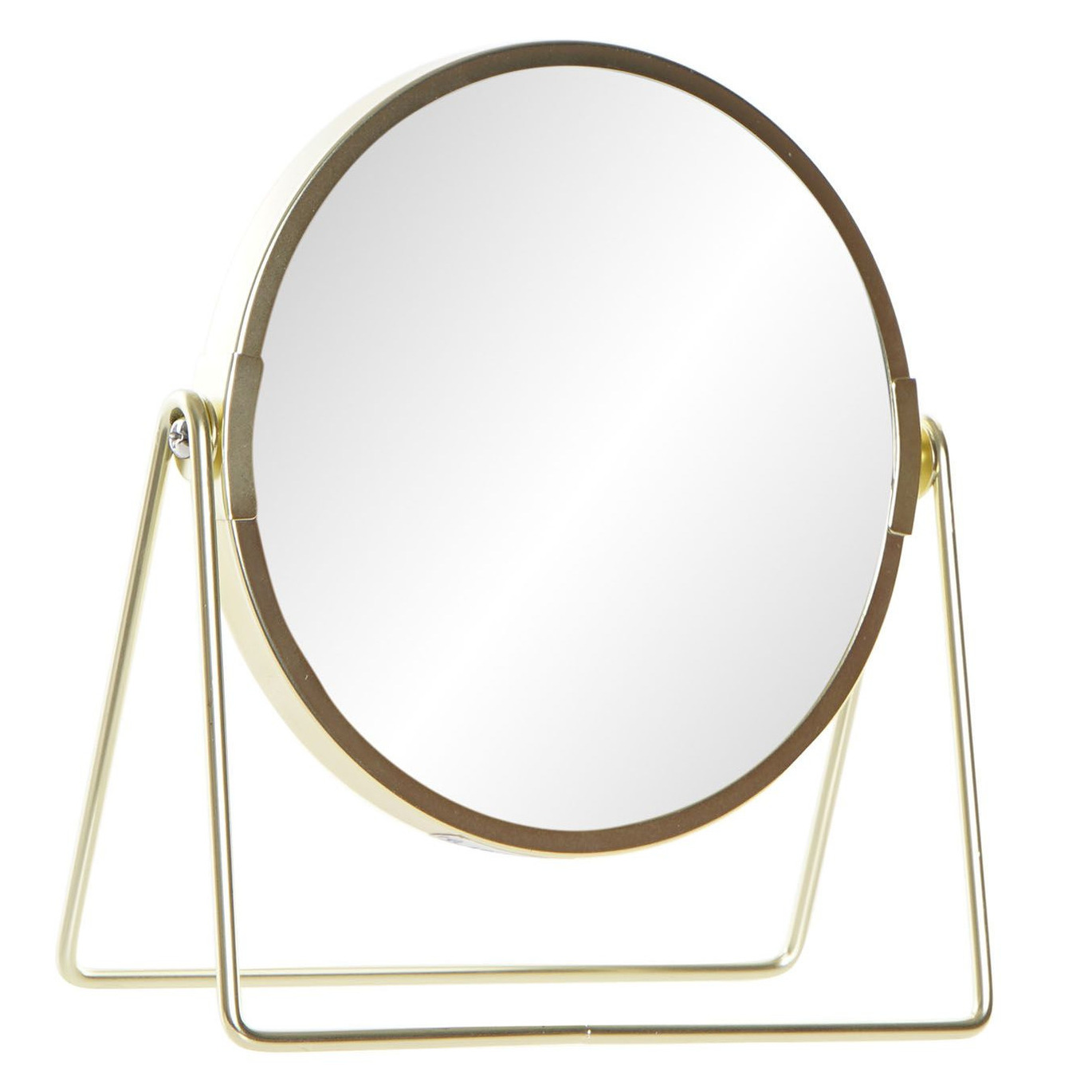 Badkamerspiegel / make-up spiegel rond dubbelzijdig RVS goud D15 x H21 cm