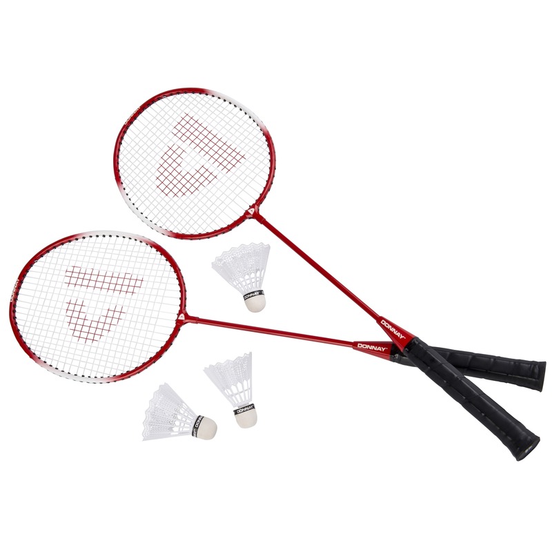 Badminton set rood met 3 shuttles en opbergtas 67 cm