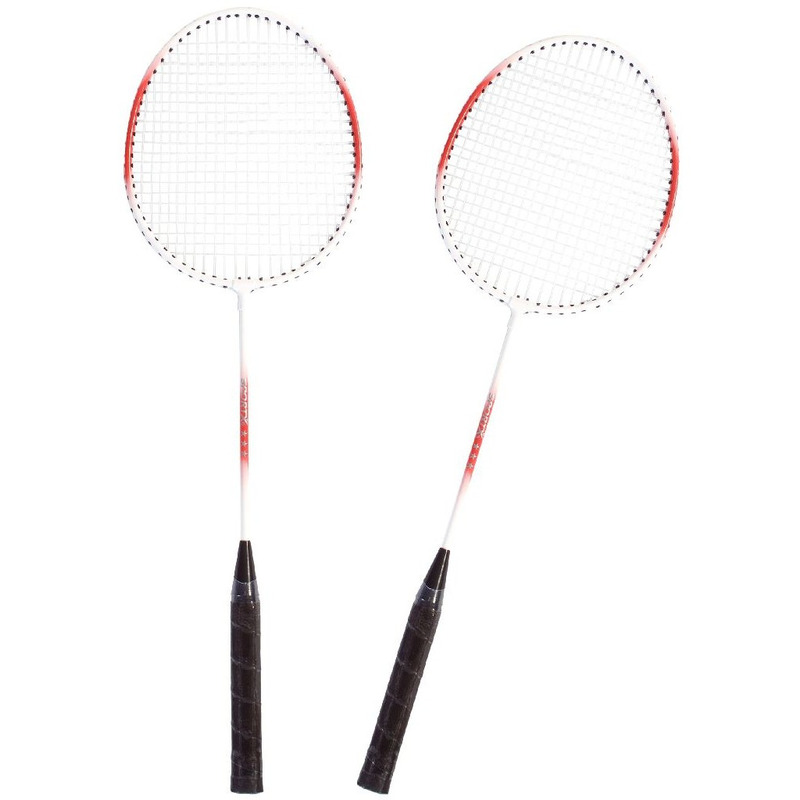 Badminton set rood/wit met 2 shuttles en opbergtas
