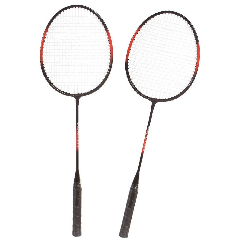 Badminton set rood/zwart met 2 shuttles en opbergtas