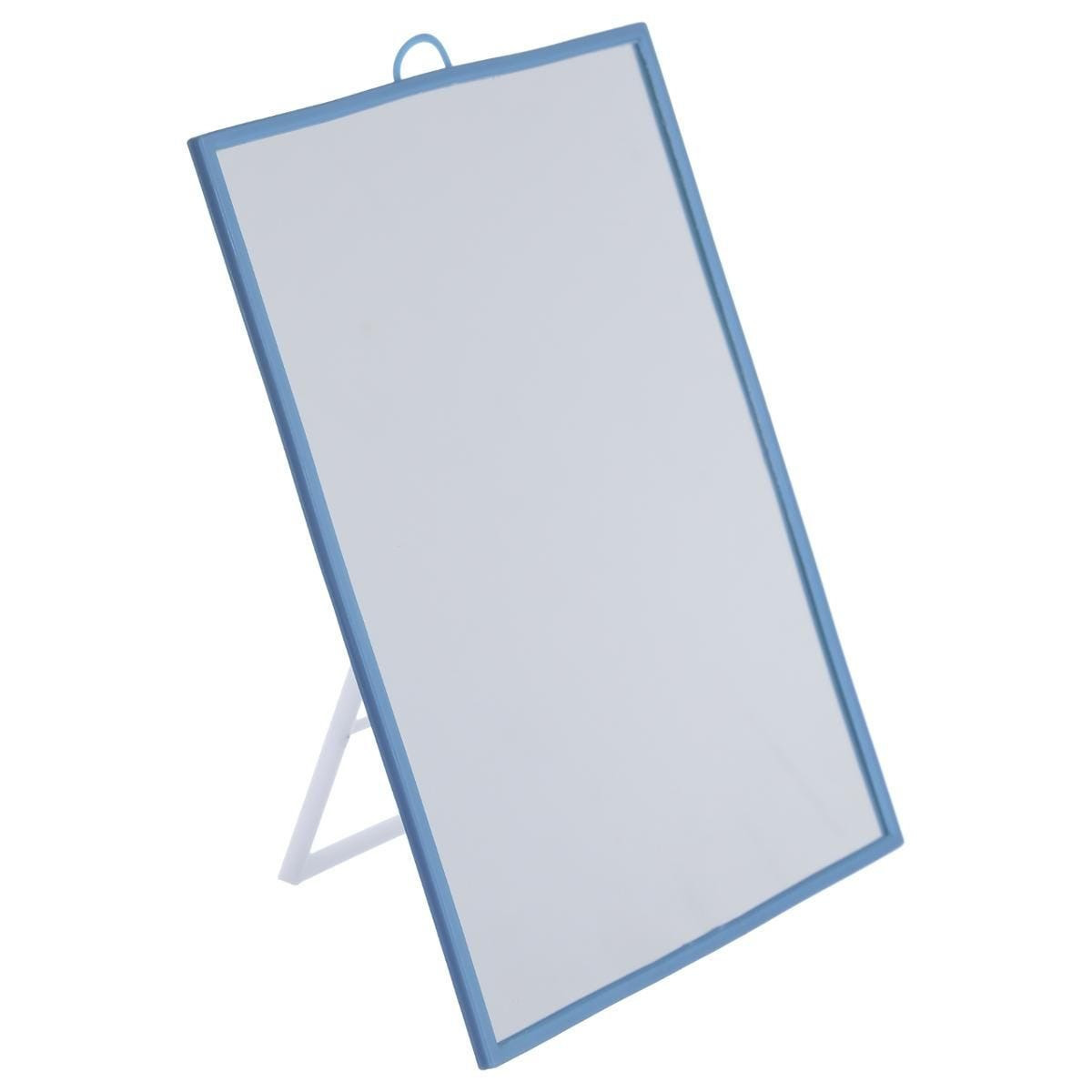 Basic make-up spiegel/scheerspiegel op standaard kunststof 15 x 20 cm blauw