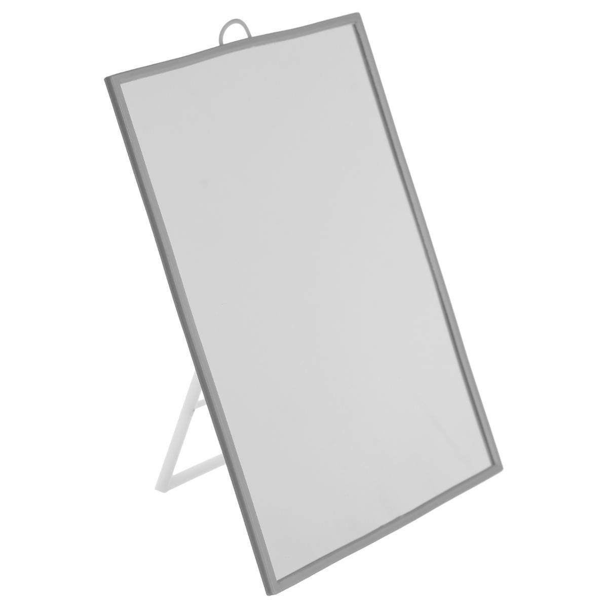 Basic make-up spiegel/scheerspiegel op standaard kunststof 18 x 24 cm grijs