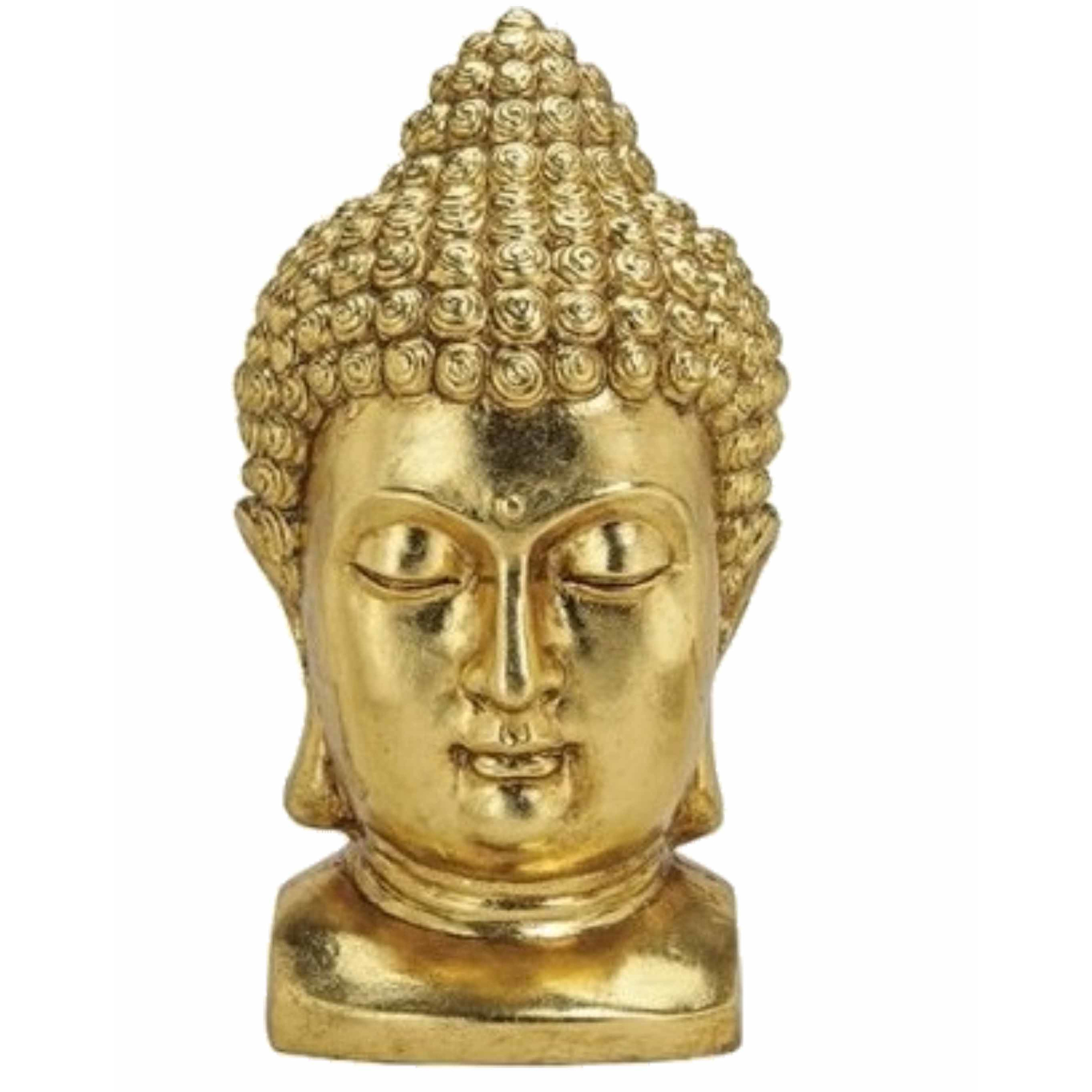 Beeld boeddha hoofd goud 47 cm