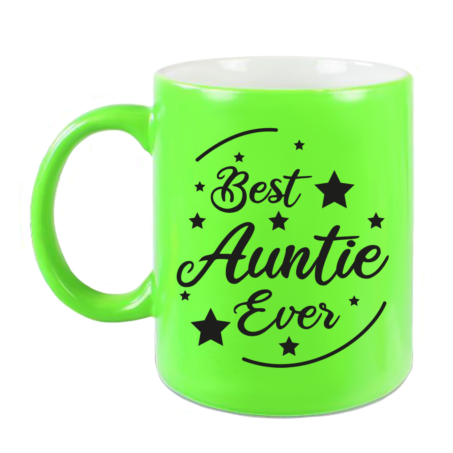 Best Auntie Ever cadeau koffiemok / theebeker neon groen 330 ml