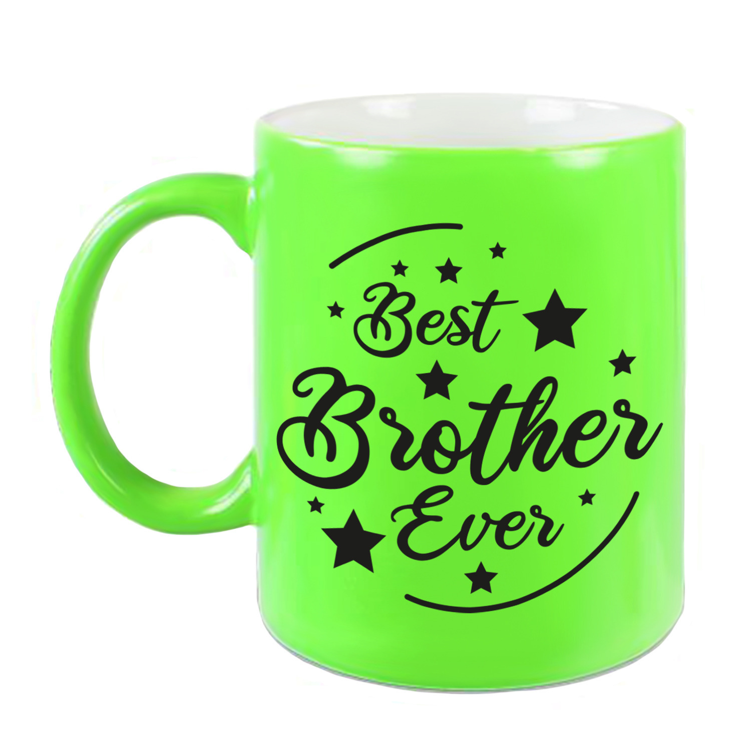 Best Brother Ever cadeau koffiemok / theebeker neon groen 330 ml