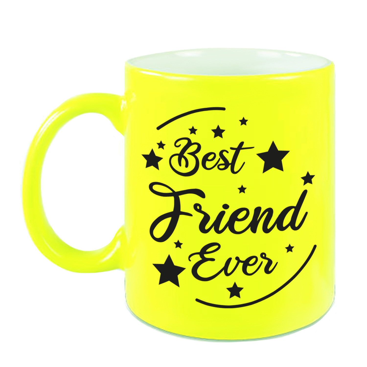 Best Friend Ever cadeau koffiemok / theebeker neon geel 330 ml