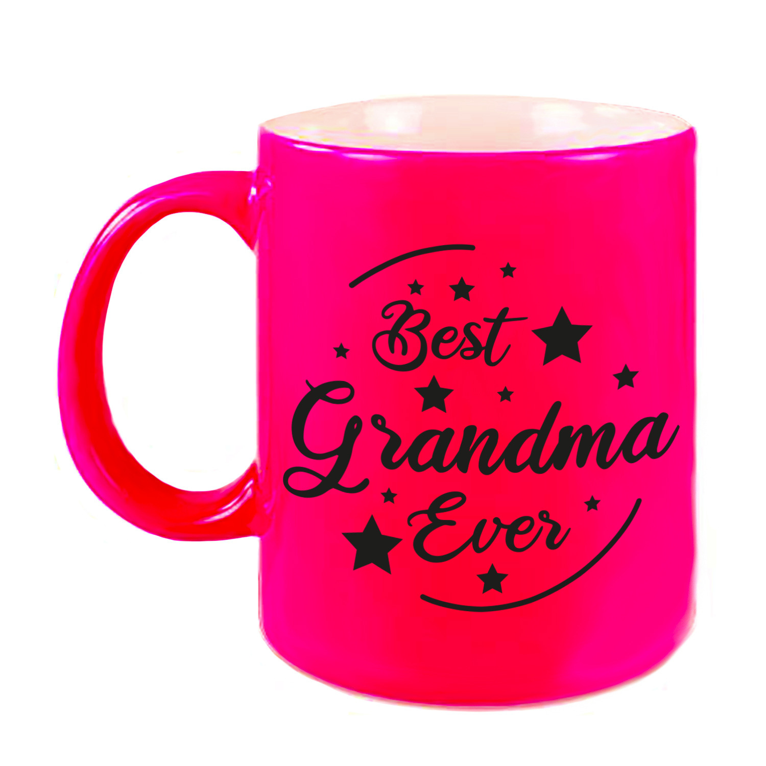 Best Grandma Ever cadeau koffiemok / theebeker neon roze 330 ml