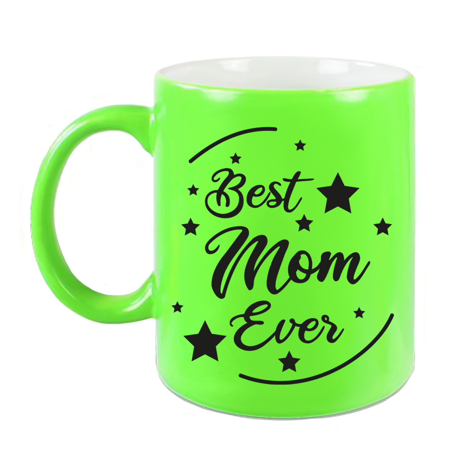 Best Mom Ever cadeau koffiemok / theebeker neon groen 330 ml
