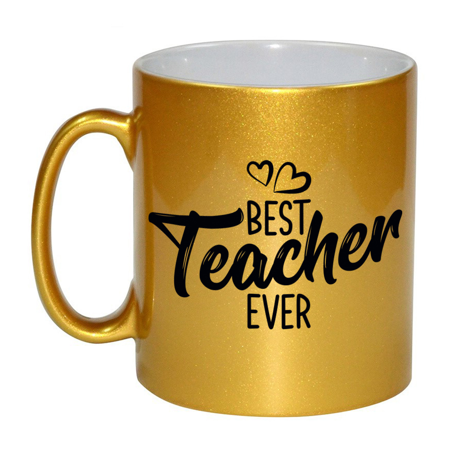 Best teacher ever leraren cadeau mok / beker goud