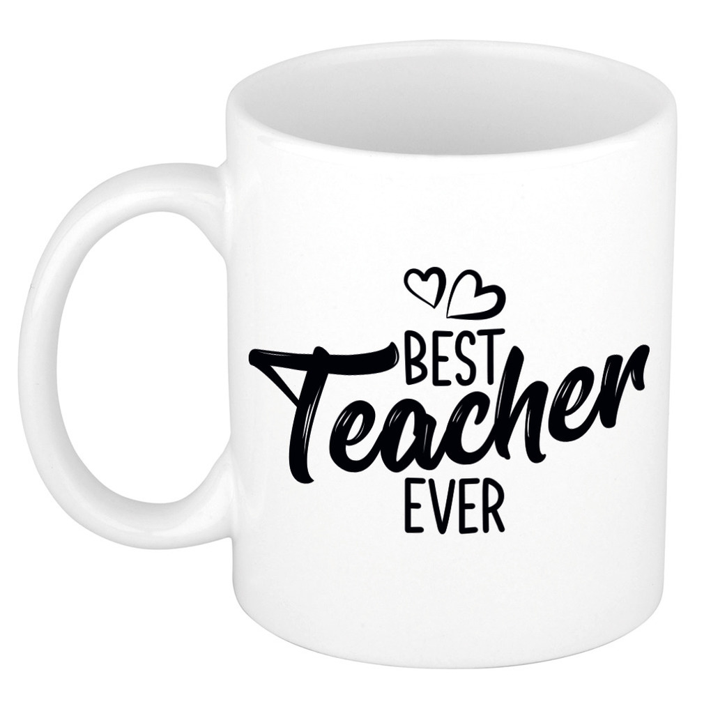 Best teacher ever leraren cadeau mok / beker wit