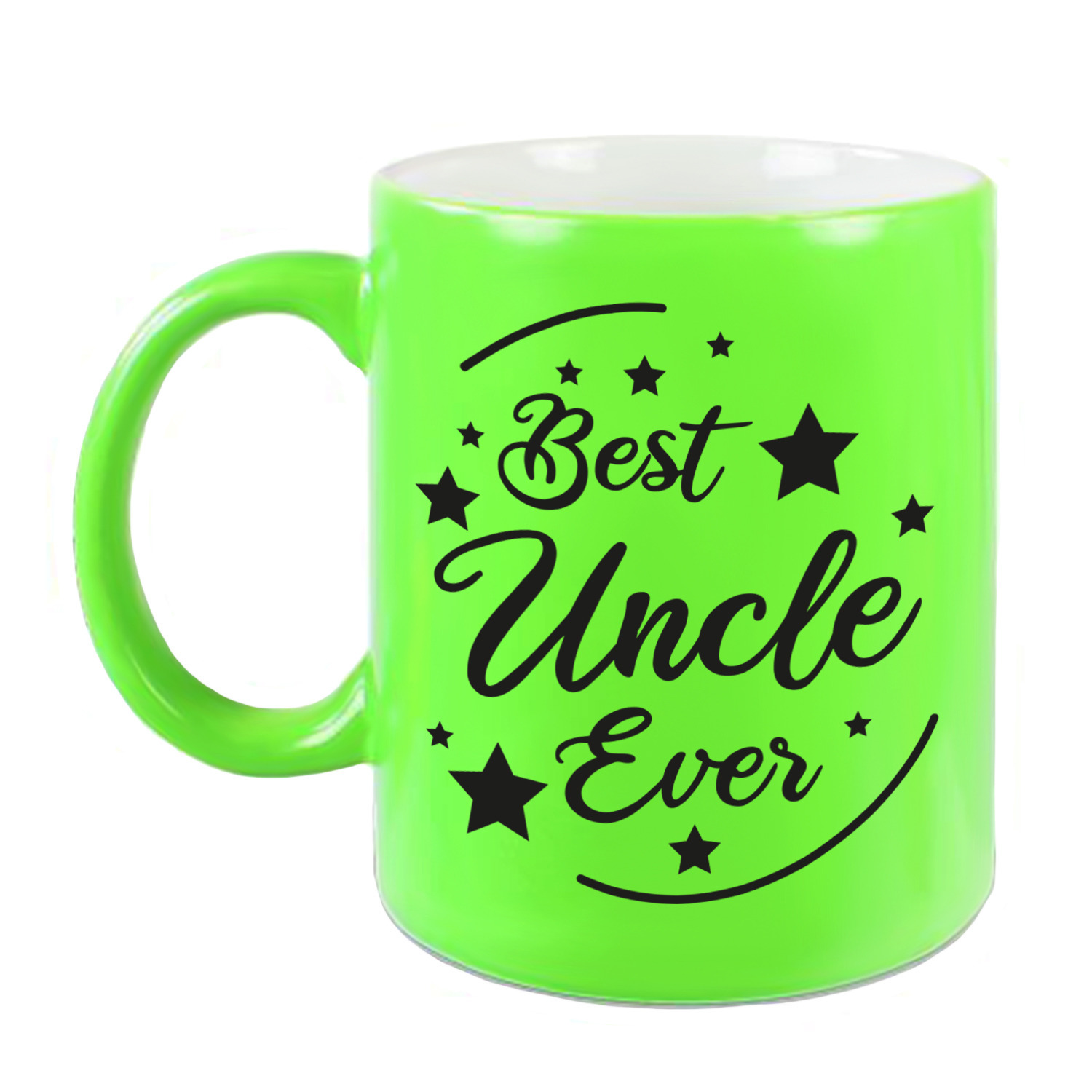 Best Uncle Ever cadeau koffiemok / theebeker neon groen 330 ml