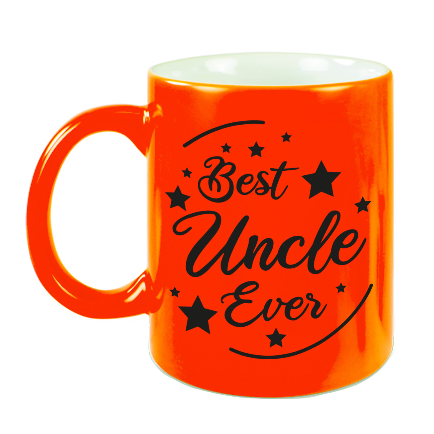 Best Uncle Ever cadeau koffiemok / theebeker neon oranje 330 ml