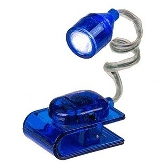 Blauw leeslampje op klem 4 cm