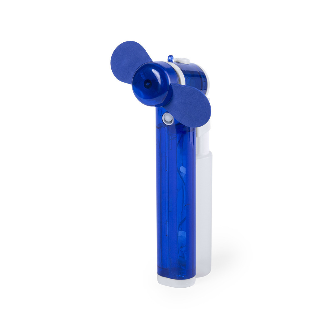 Blauwe hand ventilators met water verdamper 16 cm