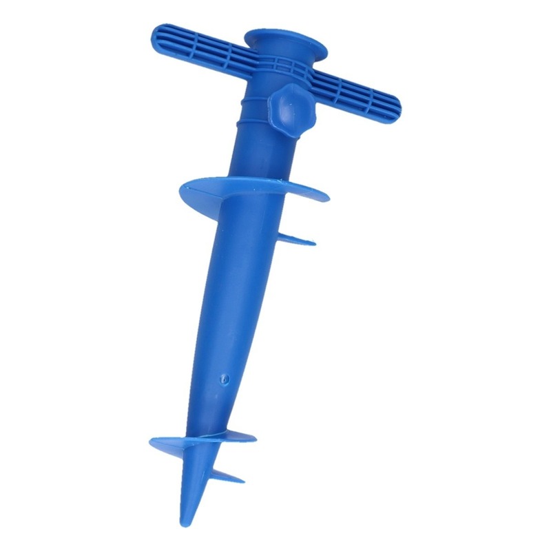 Blauwe strand parasolhouder / parasolboor/ parasolharing 30 cm