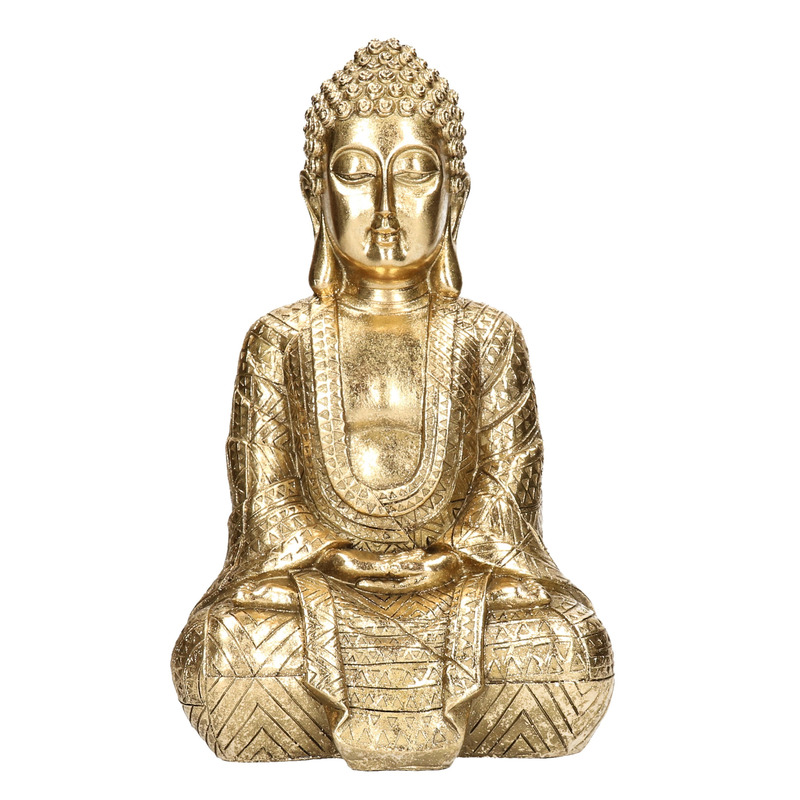 Boeddha beeld goud zittend 30 cm