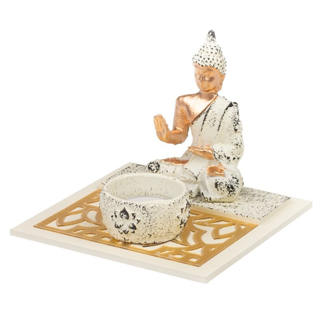 Boeddha beeld met waxinelichthouder voor binnen 14 cm
