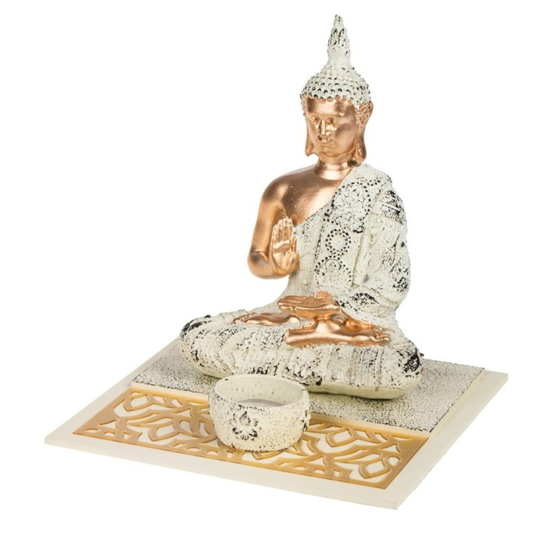 Boeddha beeld met waxinelichthouder voor binnen 19 cm
